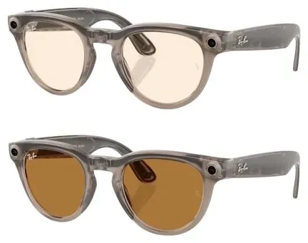 Умные очки RayBan Meta Headliner M, глянцевая оправа цветом теплый камень/фотохромные линзы шафраново-желтые