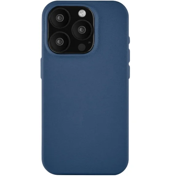 Чехол кожаный MagSafe uBear Capital iPhone 16 Pro, синий