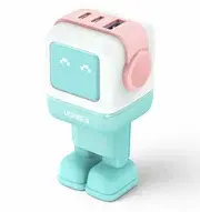 Сетевое зарядное устройство UGREEN UNO 65W USB-A+2xUSB-C Robot, розово-голубой