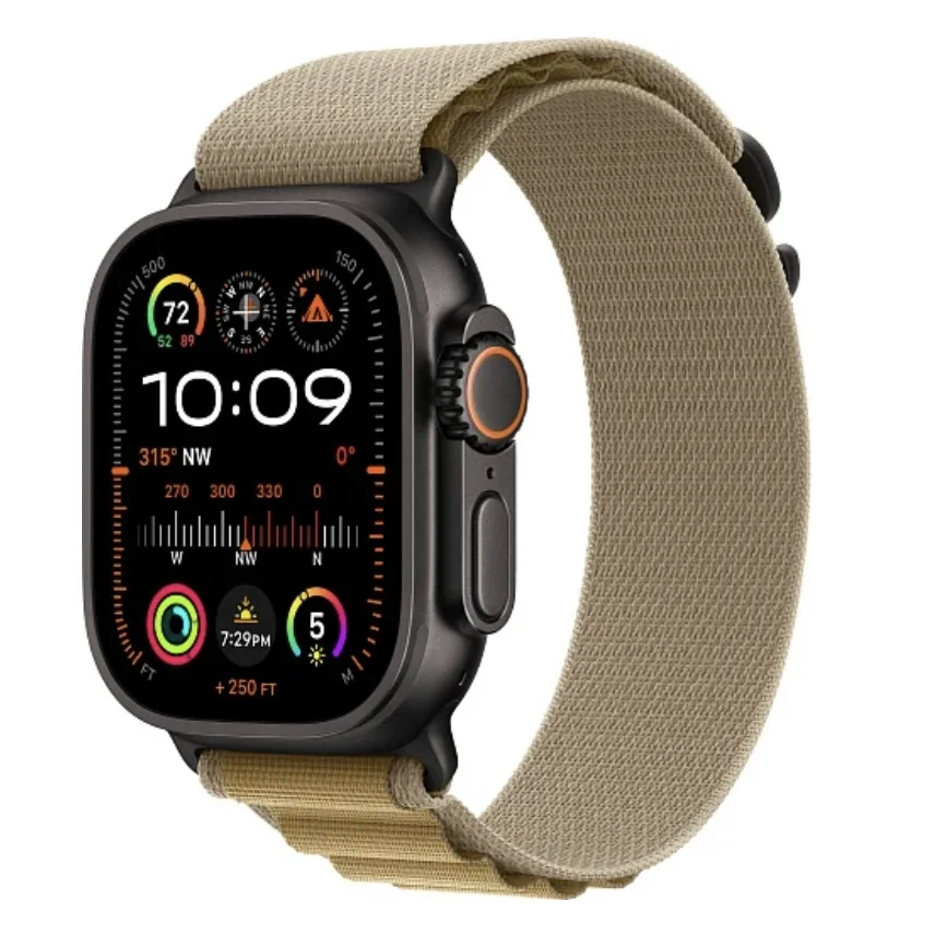 Apple Watch Ultra 2 2024 49 мм, корпус из черного титана, ремешок Alpine песочного цвета, размер L