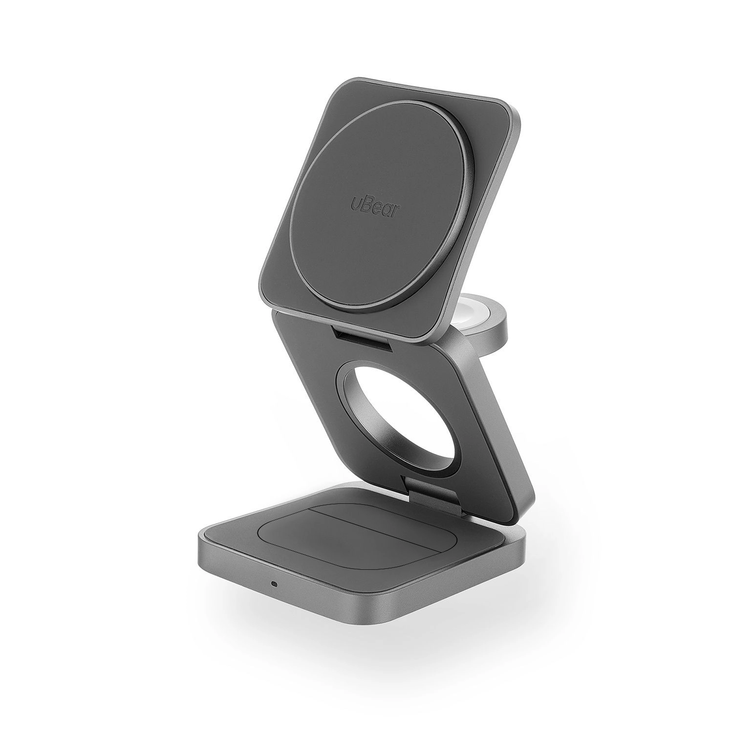 Беспроводное зарядное устройство uBear Balance 3in1 Qi2, серый