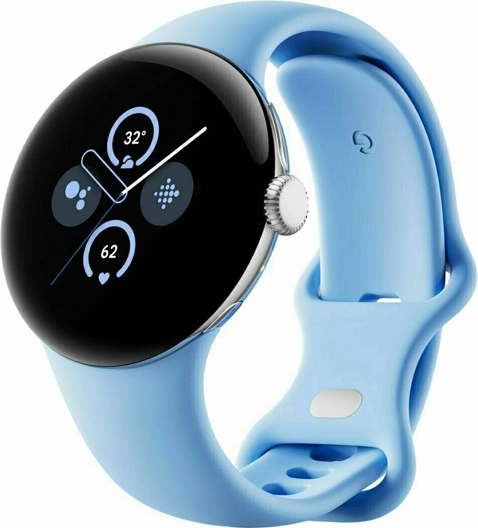 Умные часы Google Pixel Watch 2 41 мм, Wi-Fi + LTE, серебристый корпус, ремешок голубого цвета