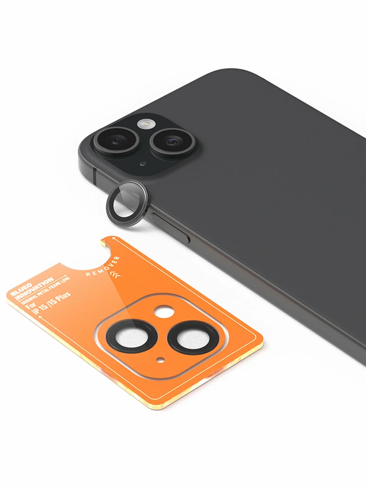 Защитное стекло камеры BlueO на iPhone 15/15 Plus, черный