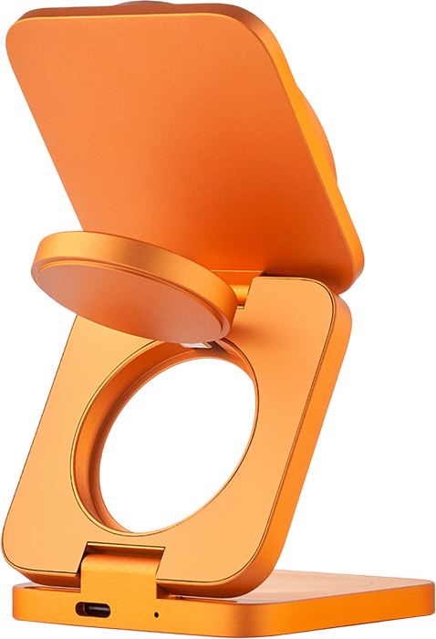 Беспроводное зарядное устройство Qi2.2 3в1 uBear Balance Slim, космический оранжевый