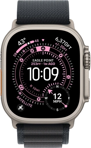 Apple Watch Ultra 3 49 мм, корпус из натурального титана, ремешок Alpine черного цвета, размер L