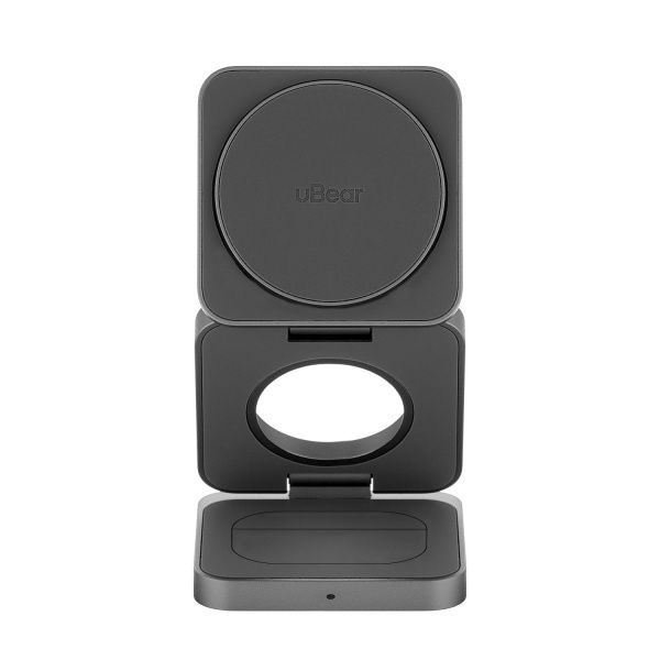 Беспроводное зарядное устройство uBear Balance 3 в 1 MagSafe 25 Вт, серый