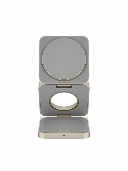 Беспроводное зарядное устройство uBear Balance 3 в 1 MagSafe 25 Вт, титан