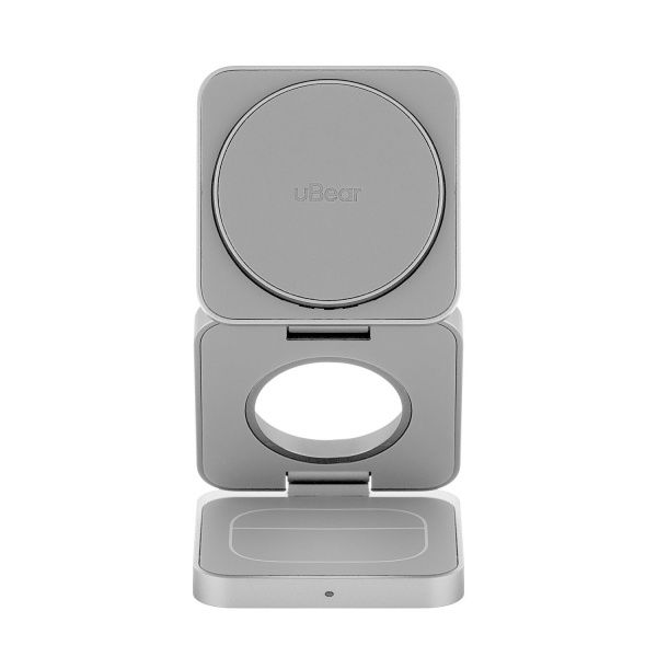 Беспроводное зарядное устройство uBear Balance 3 в 1 MagSafe 25 Вт, серебристый
